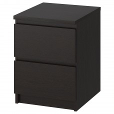 Комод з 2 шухлядами IKEA MALM чорно-коричневий 40x55 см (001.033.43)