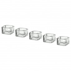 Подсвечник для чайной свечи IKEA GLASIG прозрачное стекло 5x5 см (002.591.41)