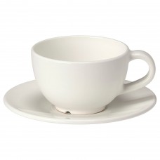 Чашка для кави з блюдцем IKEA VARDAGEN кремово-білий 140 мл (002.883.13)