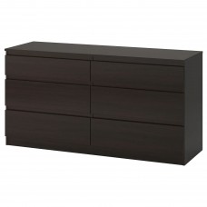 Комод з 6 шухлядами IKEA KULLEN чорно-коричневий 140x72 см (003.092.35)