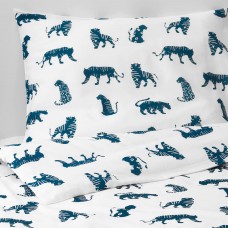 Комплект постельного белья IKEA URSKOG тигр синий 150x200/50x60 см (003.950.25)