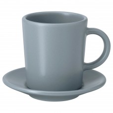 Чашка для кави з блюдцем IKEA DINERA сіро-блакитний 90 мл (004.240.18)