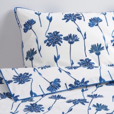 Комплект постельного белья IKEA FINNOXEL белый синий цветок 200x200/50x60 см (004.607.23)