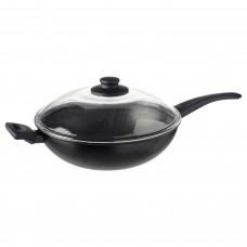 Сковорідка вок з кришкою IKEA HEMLAGAD чорний 28 см (004.625.19)