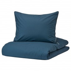 Комплект постельного белья IKEA KUNGSBLOMMA темно-синий белый 200x200/50x60 см (004.659.66)