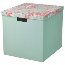 Коробка с крышкой IKEA TJENA цветок светло-зеленый 32x35x32 см (004.770.35)
