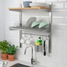 Комбинация навесных кухонных полок IKEA KUNGSFORS нержавеющая сталь ясень (092.543.23)