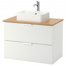 Шкаф для раковины IKEA GODMORGON/TOLKEN / HORVIK белый бамбук 82x49x72 см (093.086.65)