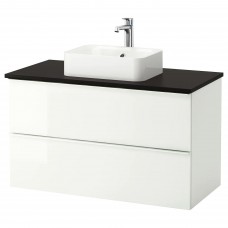 Шкаф для раковины IKEA GODMORGON/TOLKEN / HORVIK глянцевый белый антрацит 102x49x72 см (093.091.51)