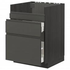 Підлогова кухонна шафа IKEA METOD / MAXIMERA чорний темно-сірий 60x60 см (093.109.94)