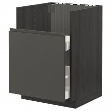 Підлогова кухонна шафа IKEA METOD / MAXIMERA чорний темно-сірий 60x60 см (093.111.06)