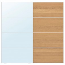 Пара розсувних дверцят IKEA AULI / MEHAMN дзеркальне скло дуб 200x201 см (093.288.90)