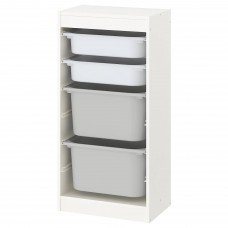 Комбінація стелажу IKEA TROFAST білий білий сірий 46x30x94 см (093.304.64)