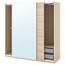 Гардероб IKEA PAX / MEHAMN/AULI беленый дуб зеркальное стекло 200x66x201 см (093.306.28)