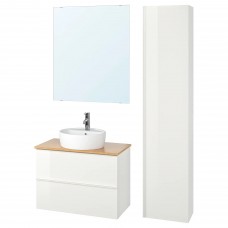 Набір меблів для ванної IKEA GODMORGON/TOLKEN / TORNVIKEN білий бамбук 82 см (093.332.07)