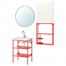 Комплект мебели для ванной IKEA ENHET / TVALLEN красно-оранжевый белый 64x43x87 см (093.374.08)