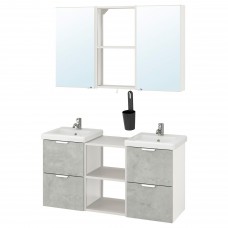 Набір меблів для ванної IKEA ENHET / TVALLEN під бетон білий 124x43x65 см (093.376.01)