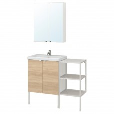 Комплект мебели для ванной IKEA ENHET / TVALLEN под дуб белый 102x43x87 см (093.376.58)