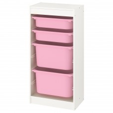 Комбинация стелажа IKEA TROFAST белый розовый 46x30x94 см (093.383.75)