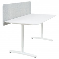 Стіл з стінкою IKEA BEKANT білий сірий 160x80 48 см (093.873.61)