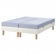 Континентальне ліжко IKEA ESPEVAR/VADSO білий твердий матрац світло-блакитний 180x200 см (093.898.50)