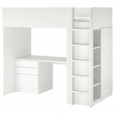 Кровать-чердак с письменным столом IKEA SMASTAD белый белый 90x200 см (093.920.94)