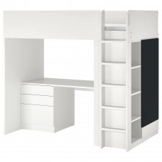 Кровать-чердак с письменным столом IKEA SMASTAD белый 90x200 см (093.921.50)