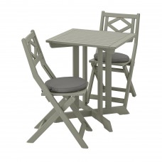 Стіл і 2 розкладних крісла IKEA BONDHOLMEN сад балкон сірий темно-сірий (094.129.40)