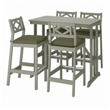 Барный стол и 4 барных стула IKEA BONDHOLMEN серый темно-бежево-зеленый (094.130.01)