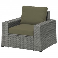 Садовое кресло IKEA SOLLERON темно-серый темно-бежево-зеленый (094.136.90)