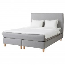 Континентальне ліжко IKEA DUNVIK середньожорсткий матрас світло-сірий (094.195.88)