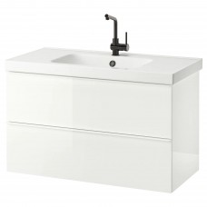 Шкаф для раковины IKEA GODMORGON / ODENSVIK глянцевый белый 103x49x64 см (094.244.29)
