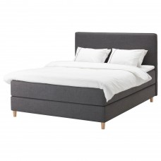 Континентальне ліжко IKEA DUNVIK матрац VATNESTROEM темно-сірий 140x200 см (094.251.60)