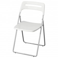 Розкладний стілець IKEA NISSE глянцевий білий хромований (101.150.67)