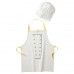 Дитячий фартух з капелюхом шеф-кухаря IKEA TOPPKLOCKA білий жовтий (103.008.14)