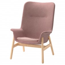 Кресло c высокой спинкой IKEA VEDBO светлый коричнево-розовый (104.235.89)