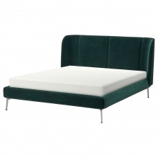 Каркас кровати с обивкой IKEA TUFJORD темно-зеленый 160x200 см (104.464.11)
