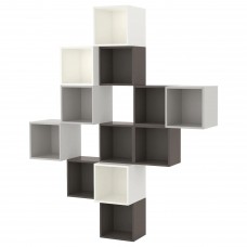 Комбінація настінних шаф IKEA EKET білий темно-сірий світло-сірий 175x35x210 см (191.891.53)