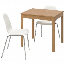 Стіл і 2 стільці IKEA EKEDALEN / LEIFARNE дуб білий 80/120 см (192.213.94)