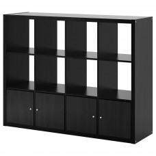 Стелаж з 4 вставками IKEA KALLAX чорно-коричневий 147x112 см (192.782.53)