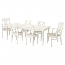 Стіл і 6 стільців IKEA INGATORP / INGOLF білий бежевий 155/215 см (192.806.80)