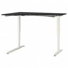 Кутовий лівобічний письмовий стіл IKEA BEKANT чорний білий 160x110 см (192.822.93)