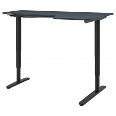 Кутовий правобічний письмовий стіл IKEA BEKANT синій чорний 160x110 см (192.823.68)