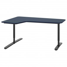 Кутовий лівобічний письмовий стіл IKEA BEKANT синій чорний 160x110 см (192.828.15)