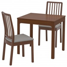Стіл і 2 стільці IKEA EKEDALEN / EKEDALEN коричневий світло-сірий 80/120 см (192.968.79)