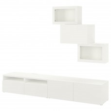 Комбінація шаф для TV IKEA BESTA білий прозоре скло 240x42x190 см (193.026.15)