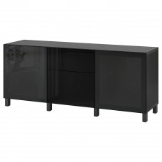 Комбинация мебели IKEA BESTA черно-коричневый дымчатое стекло 180x42x74 см (193.026.96)