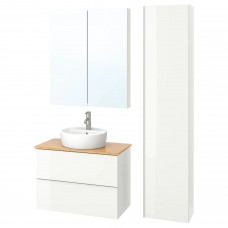 Комплект мебели для ванной IKEA GODMORGON/TOLKEN / TORNVIKEN белый бамбук 82 см (193.045.01)