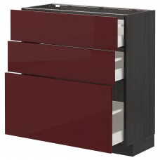 Підлогова кухонна шафа IKEA METOD / MAXIMERA чорний глянцевий темний червоно-коричневий 80x37 см (193.280.69)