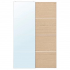 Пара раздвижных дверей IKEA AULI / MEHAMN зеркальное стекло беленый дуб 150x236 см (193.289.03)